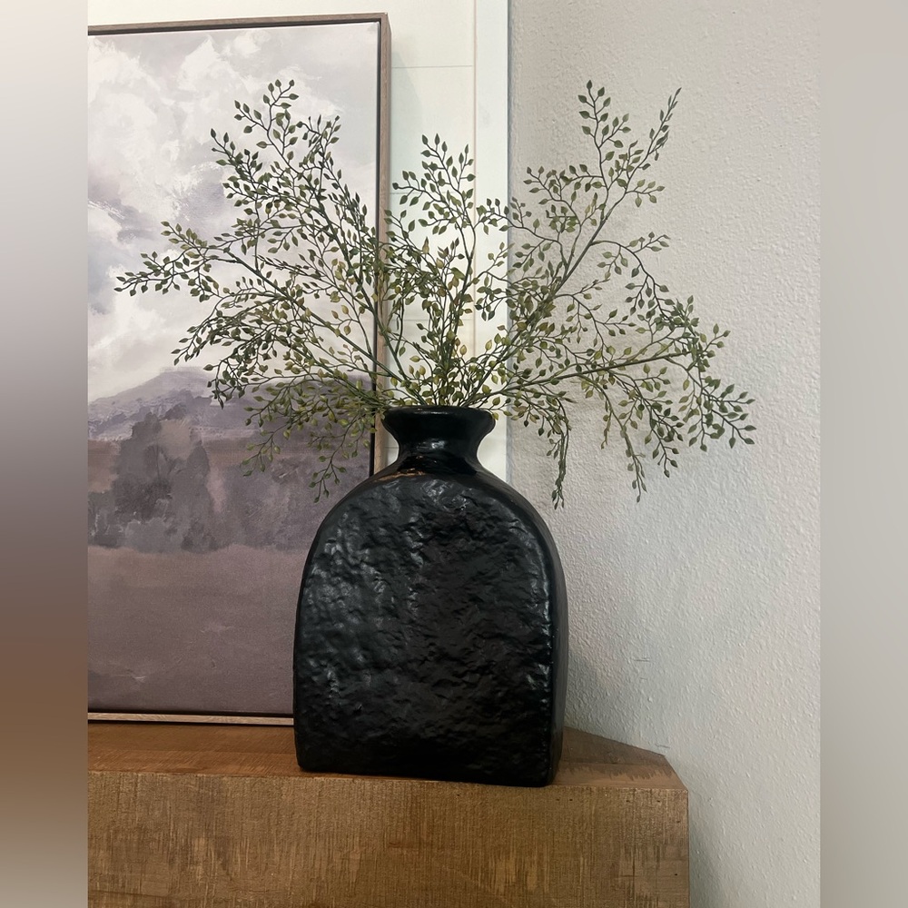 Vintage Haeger Matte Textures Black Vase 13 inch